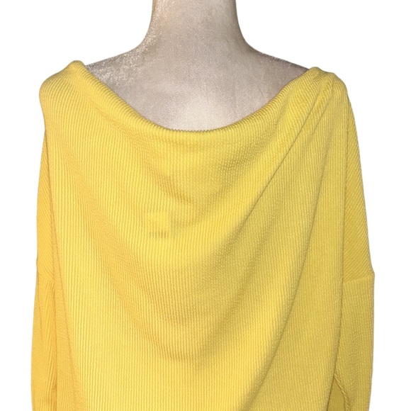 NWT Anthro Maeve Kasi Yellow Ribbed Draped Back Crop Pullover Top - L P - Picture 10 of 16